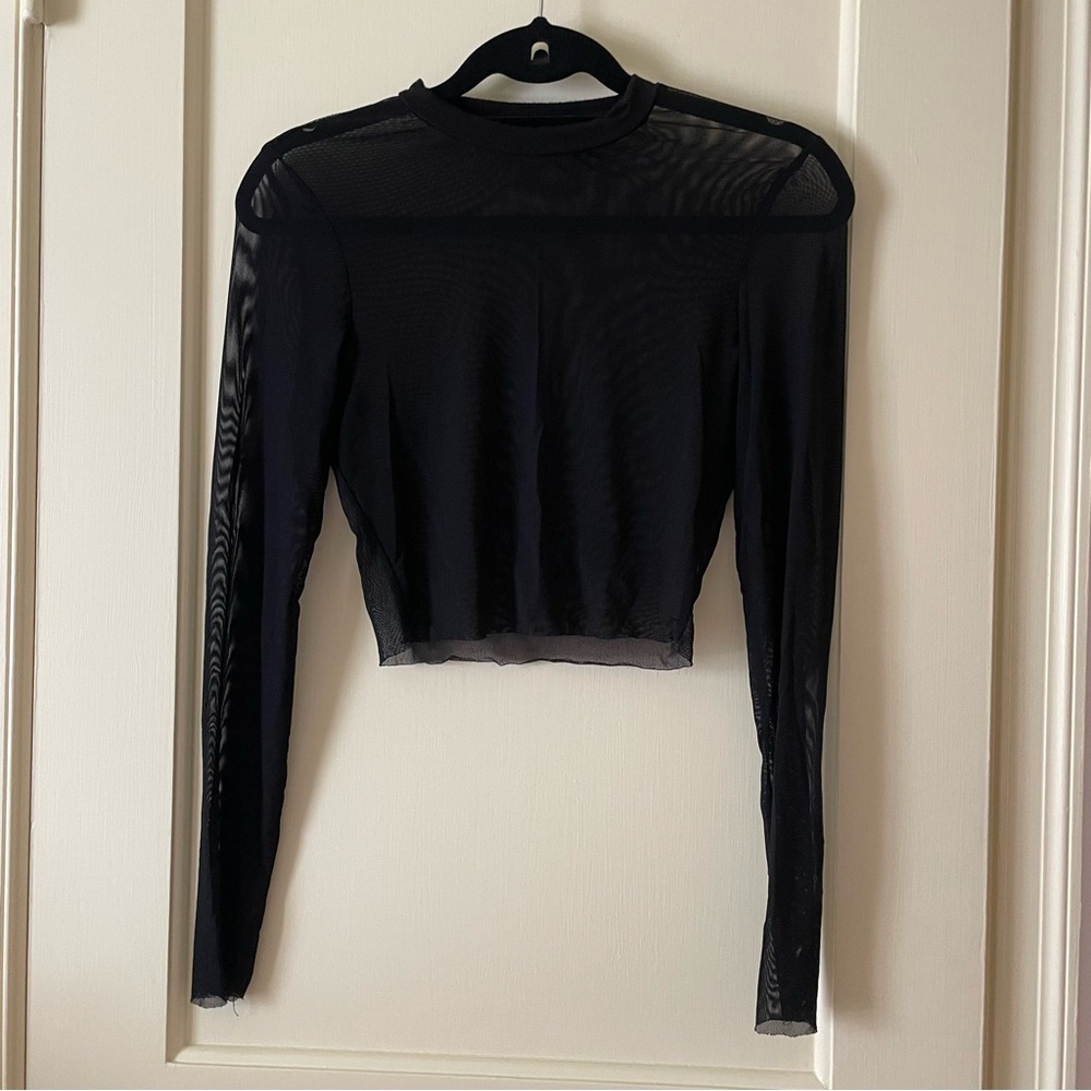 Black Sheer Long Sleeve Top